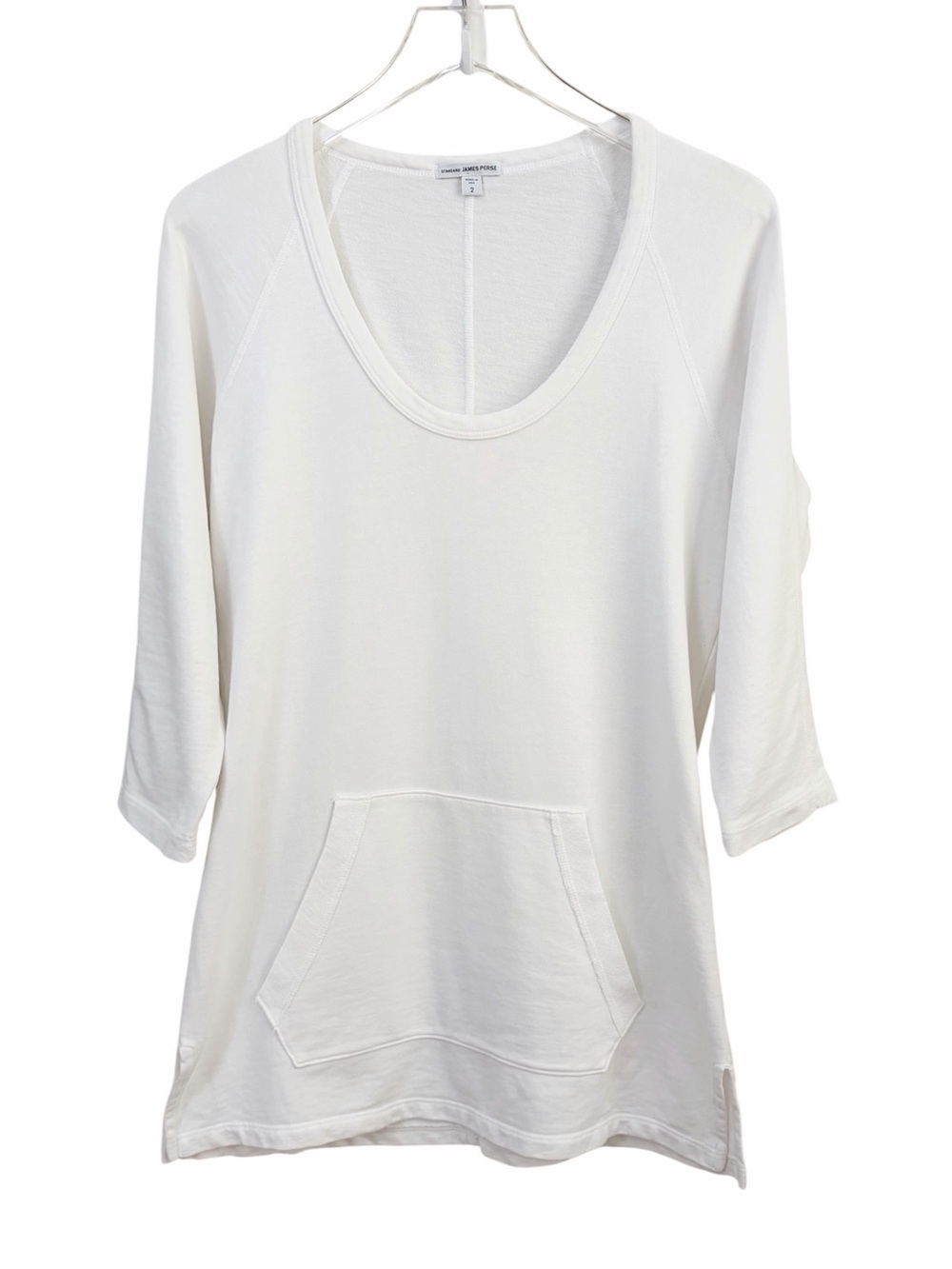 James Perse | White Deep Scoop Neck Tunic Sweatshirt Medium